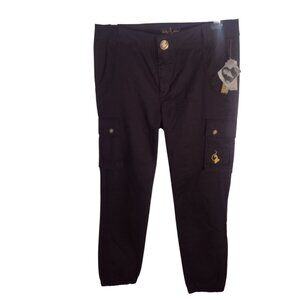 Baby Phat Y2K Cargo Jogger Pants Size 16 Embroidered Cat Stretch Hip Hop Vintage